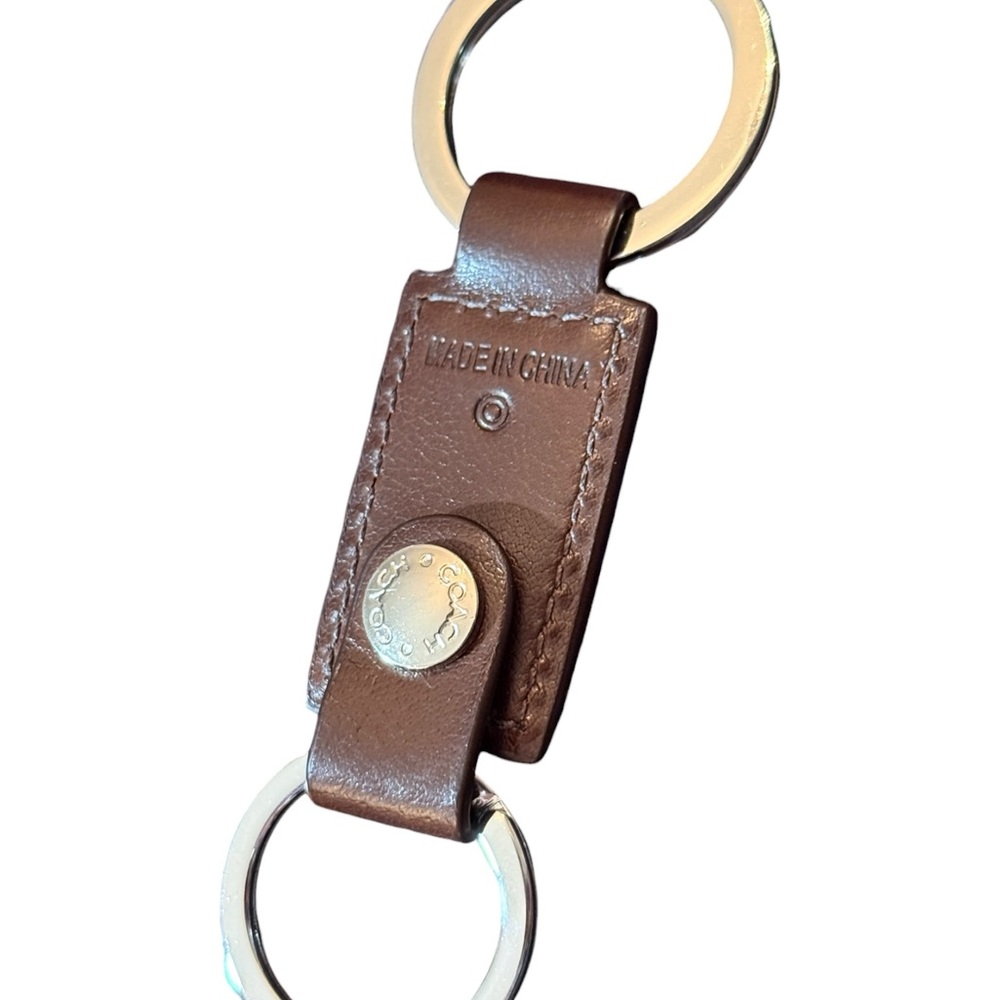 Coach Brown Leather Valet 2-in-1 Embossed Split Key Ring with Snap Logo (NWOT) - Picture 5 of 7